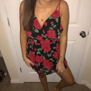 black and rose romper